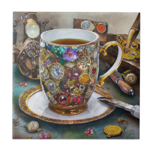 Azulejo Hora del Té con el Viajero en el Tiempo