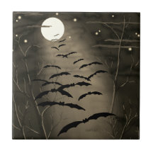 Hora Embrujada Luna Llena Murciélagos Halloween Vi