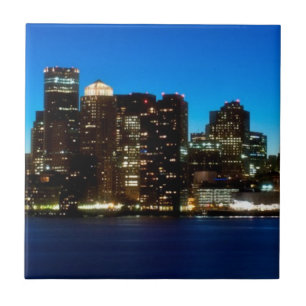 Azulejo Horizonte de Boston con la luna