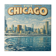 horizonte de Chicago y lago Michigan en invierno
