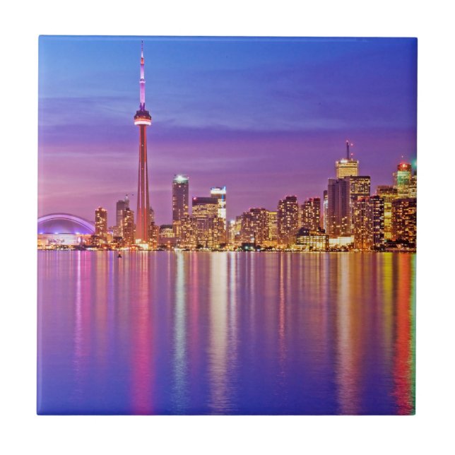Azulejo Horizonte de Toronto al anochecer (Frente)