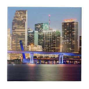 Azulejo Horizonte iluminado de Miami céntrica en la