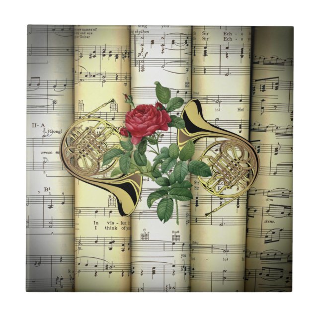 Azulejo Hornos franceses y Rosa ~ Rolling Sheet Music ~ (Frente)