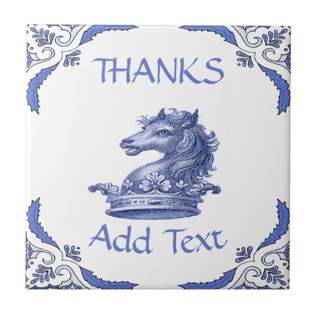 Azulejo HORSE Tile, estilo holandés, mosaico cerámico pers (Frente)