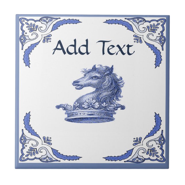 Azulejo HORSE Tile, holandés look, personalice (Frente)