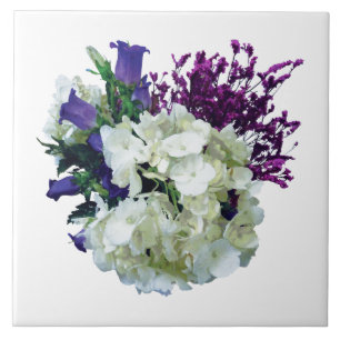 Azulejo Hortensia Blanca Con Campanas de Canterbury y Salv
