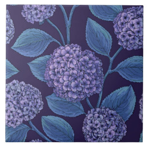 Azulejo Hortensia en violeta y azul