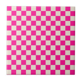 Azulejo Hot pink and tan checkerboard pattern