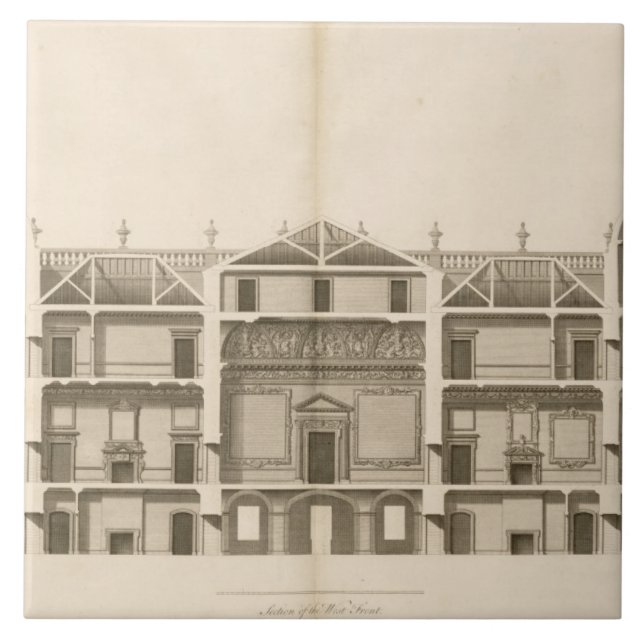 Azulejo Houghton Pasillo: sección del frente del oeste, (Frente)