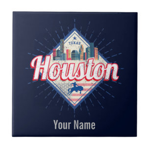 Azulejo Houston Skyline Texas Estados Unidos Vintage