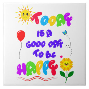 Azulejo Hoy es un buen día para ser feliz cita motivaciona