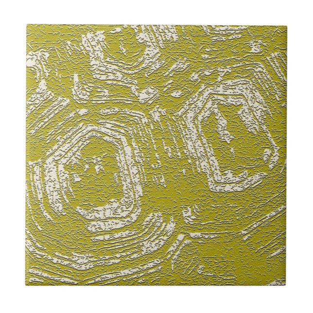 Azulejo Huella abstracta de Mustard Tortoise Shell de Leah (Frente)