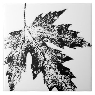 Azulejo Huella de hojas de la naturaleza en tinta negra