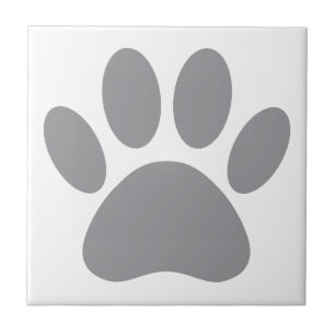 Azulejo Huella de pata de perro gris cuadrada