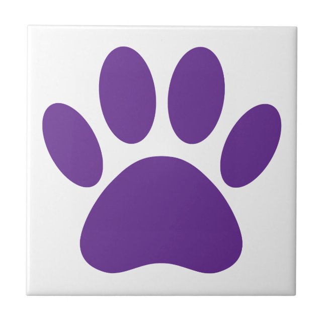 Azulejo Huella de pata de perro morada cuadrada (Frente)