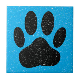 Azulejo Huella de perro afligida azul cuadrado