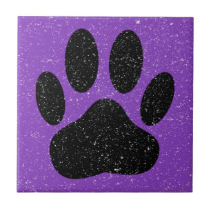 Azulejo Huella de perro angustiado cuadrado púrpura