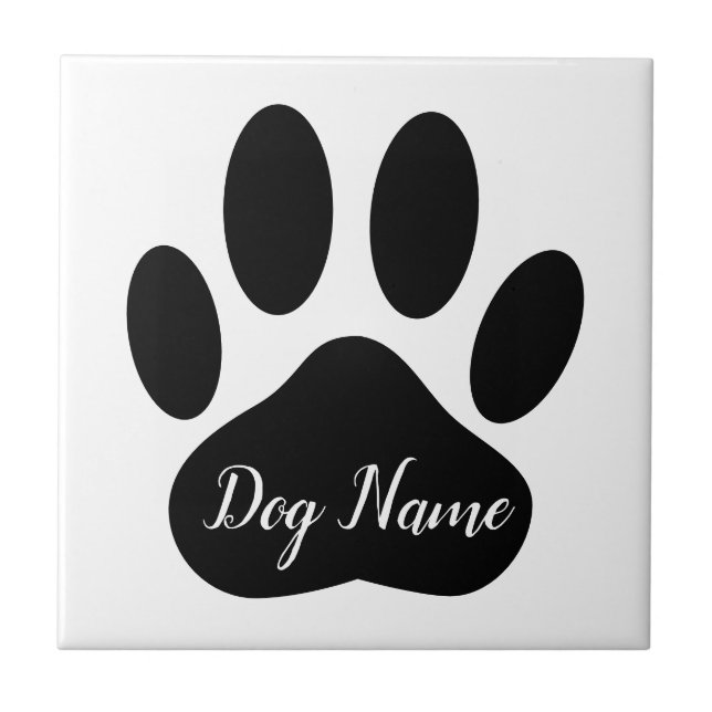 Azulejo Huella de Perro con Nombre Editable (Frente)