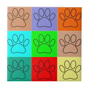 Azulejo Huellas de Cachorro Adorables en Cuadrados