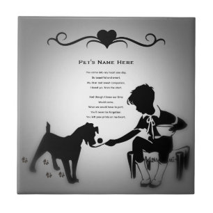 Azulejo Huellas de Mascota Poema Memorial de Mascota Negro