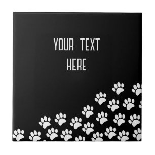 Azulejo Huellas de patas de cachorro blanco Texto editable