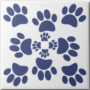 Azulejo Huellas de patas de perro al estilo portugués blan