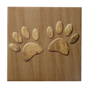 Azulejo Huellas de patas de perro de madera