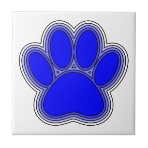 Azulejo Huellas De Perro En Azul Con Contornos