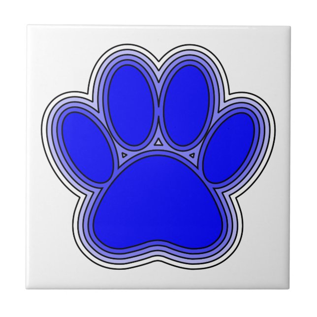 Azulejo Huellas De Perro En Azul Con Contornos (Frente)