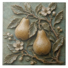 Azulejo Huerto de Flor de Peral Rústico Relieve Falso