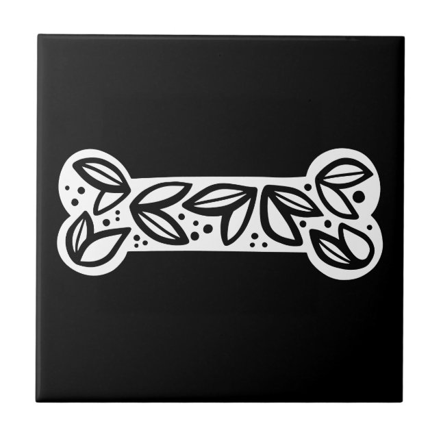 Azulejo Hueso negro y blanco para perros (Frente)