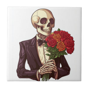 Azulejo Huesos de amante � Esqueleto Romántico Divertido