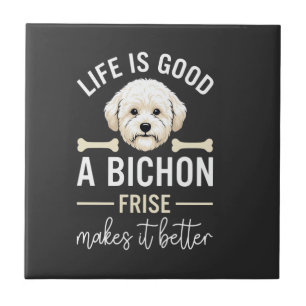 Azulejo Huesos de perro Bichon Frise de pelo blanco Life I