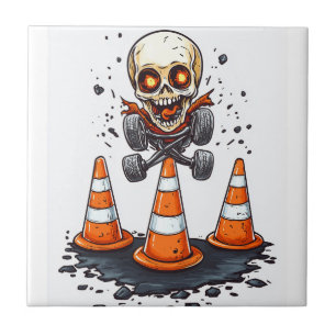 Azulejo Huesos de Pogo: Esqueleto Loco en Movimiento