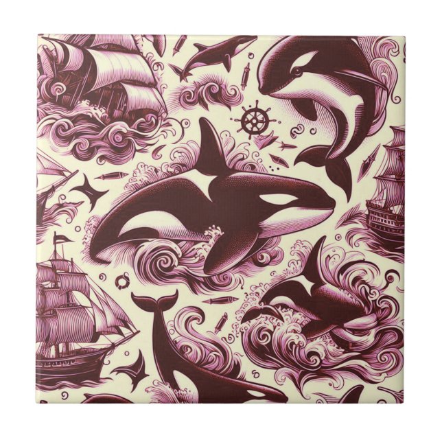 Azulejo Huevos de Orca Nautical Seamless (Frente)