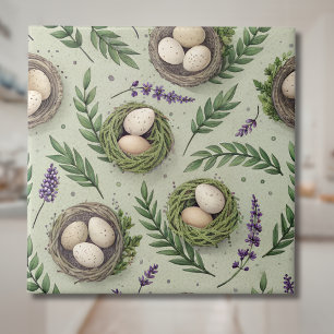 Azulejo Huevos de Pascua Simples de Color Verde Salvia y N