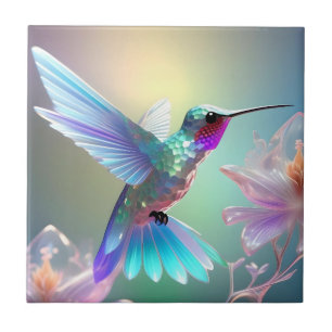 Azulejo Hummingbird de vidrio arco iris,
