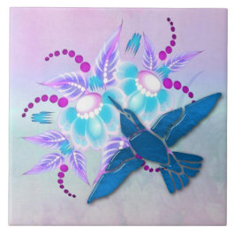 Azulejo Hummingbird Floral Art Deco