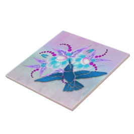 Azulejo Hummingbird Floral Art Deco