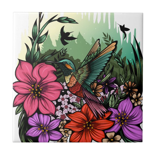 Azulejo Hummingbird Garden (Frente)