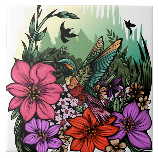 Azulejo Hummingbird Garden (Frente)
