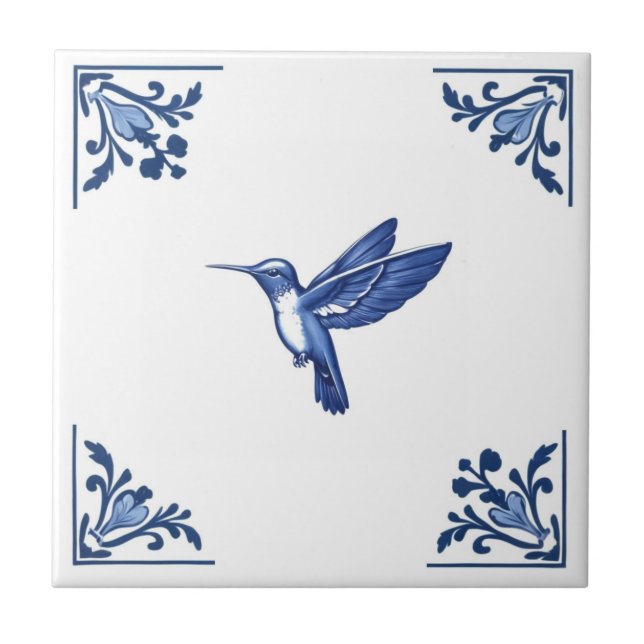 Azulejo Hummingbird Rincones Azules y Blancos Delft (Frente)