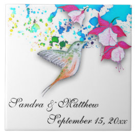 Azulejo Hummingbird y Fuchsia Boda Trivet/Monstruo