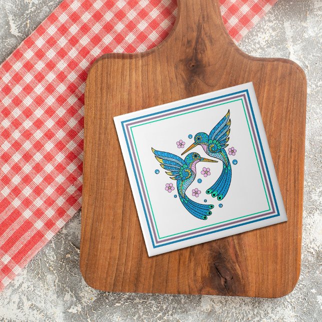 Azulejo Hummingbirds de los Mosaicos Azules de bonito (Subido por el creador)
