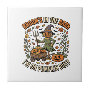 Azulejo Humor de Parche de Calabaza de Bruja de Halloween