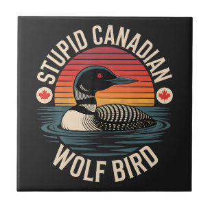 Azulejo Humor estúpido de lobo pájaro canadiense somorgujo