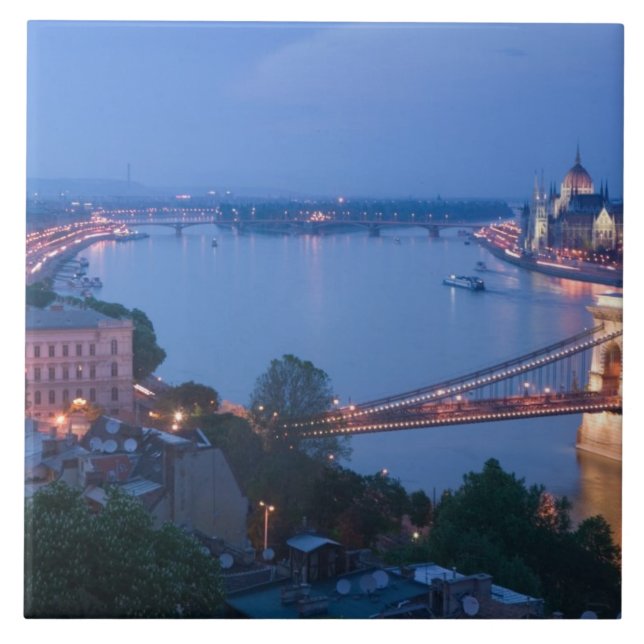 Azulejo HUNGRÍA, Budapest: Puente de Szechenyi (Cadena), 2 (Frente)