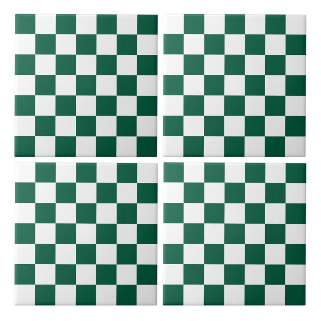 Azulejo Hunter Green y White Checkered (Hunter Green and White Checkered Ceramic Tiles)