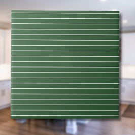 Azulejo Hunter Green y White Thin Horizontal Striping