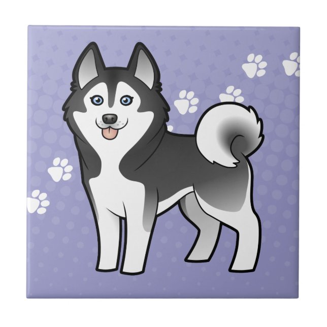 Azulejo Husky siberiano del dibujo animado/Malamute de (Frente)